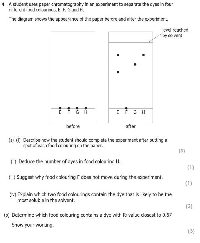 experiment 4 paper chromatography answers