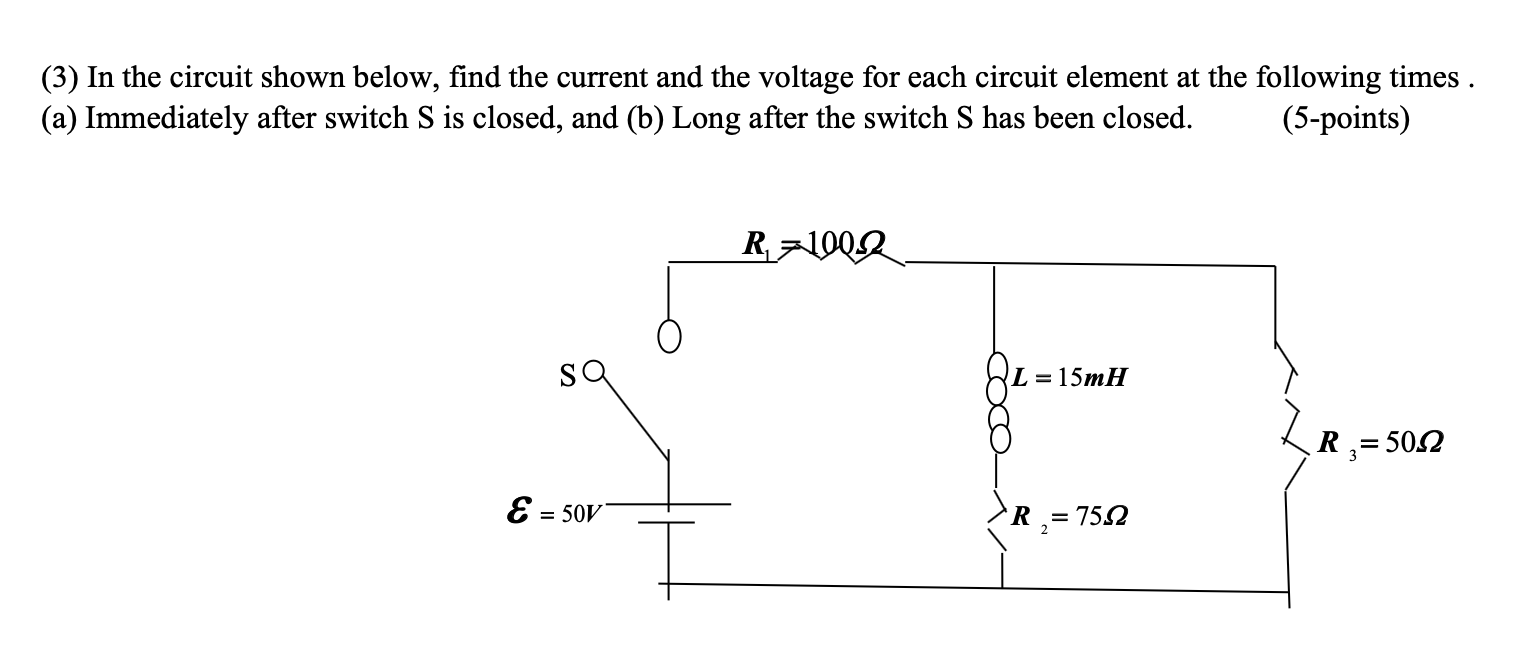 Solved (3) In the circuit shown below, find the current and | Chegg.com