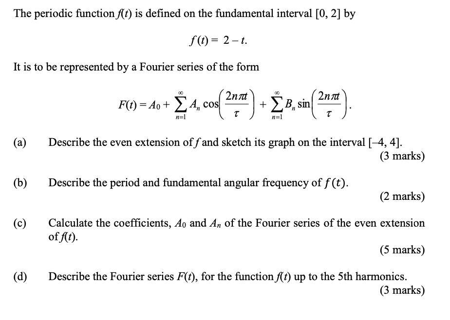 Solved The periodic function f(t) is defined on the | Chegg.com