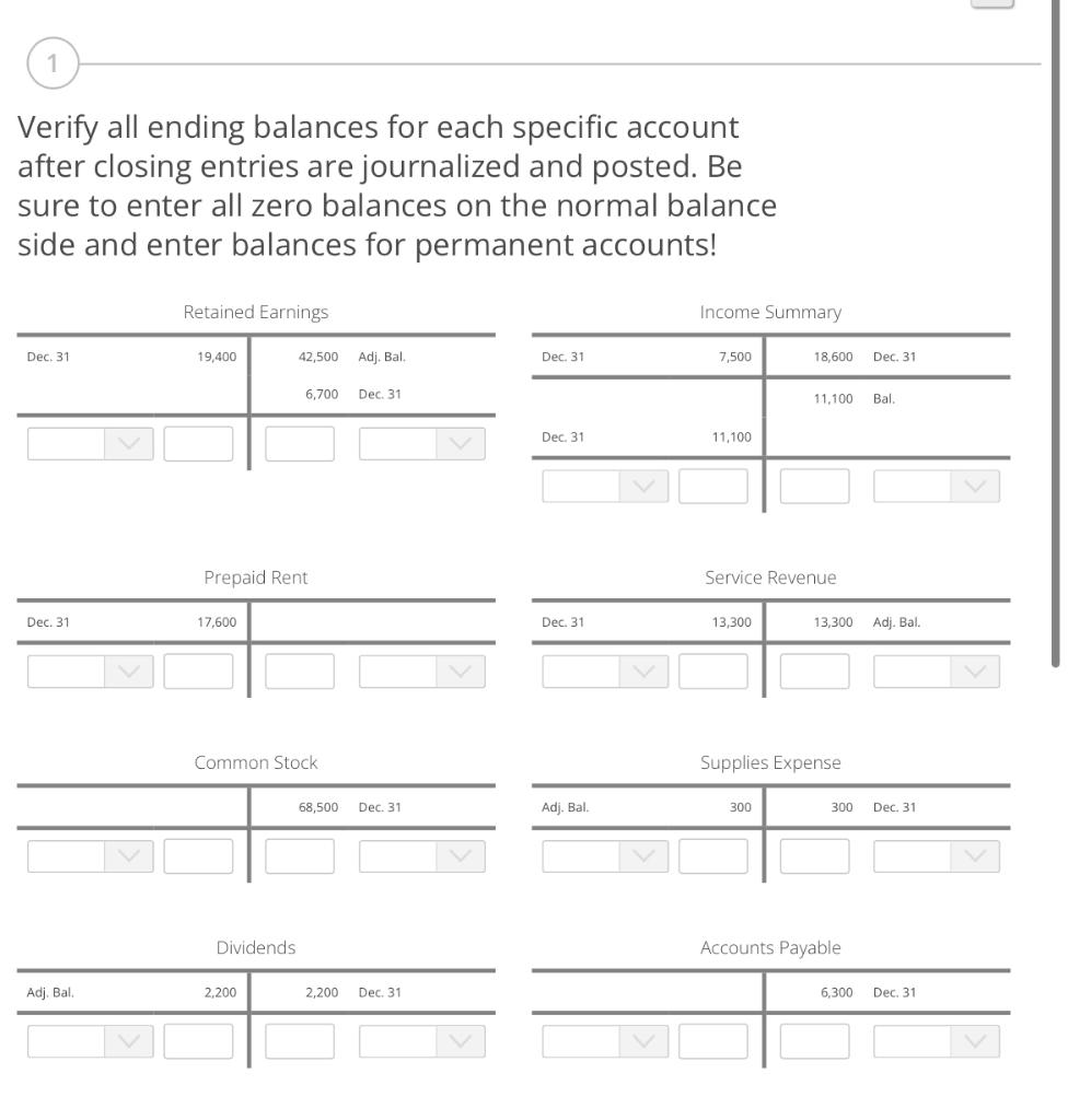 Solved Verify all ending balances for each specific account