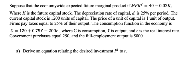 Solved Suppose that the economywide expected future marginal | Chegg.com