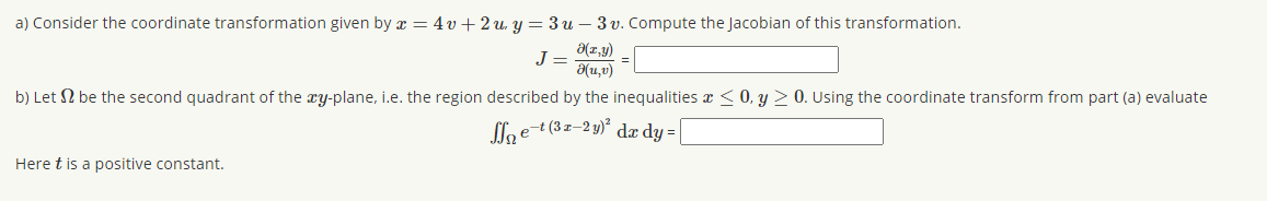 Solved a) Consider the coordinate transformation given by x | Chegg.com