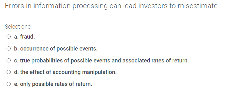 Solved Errors in information processing can lead investors | Chegg.com
