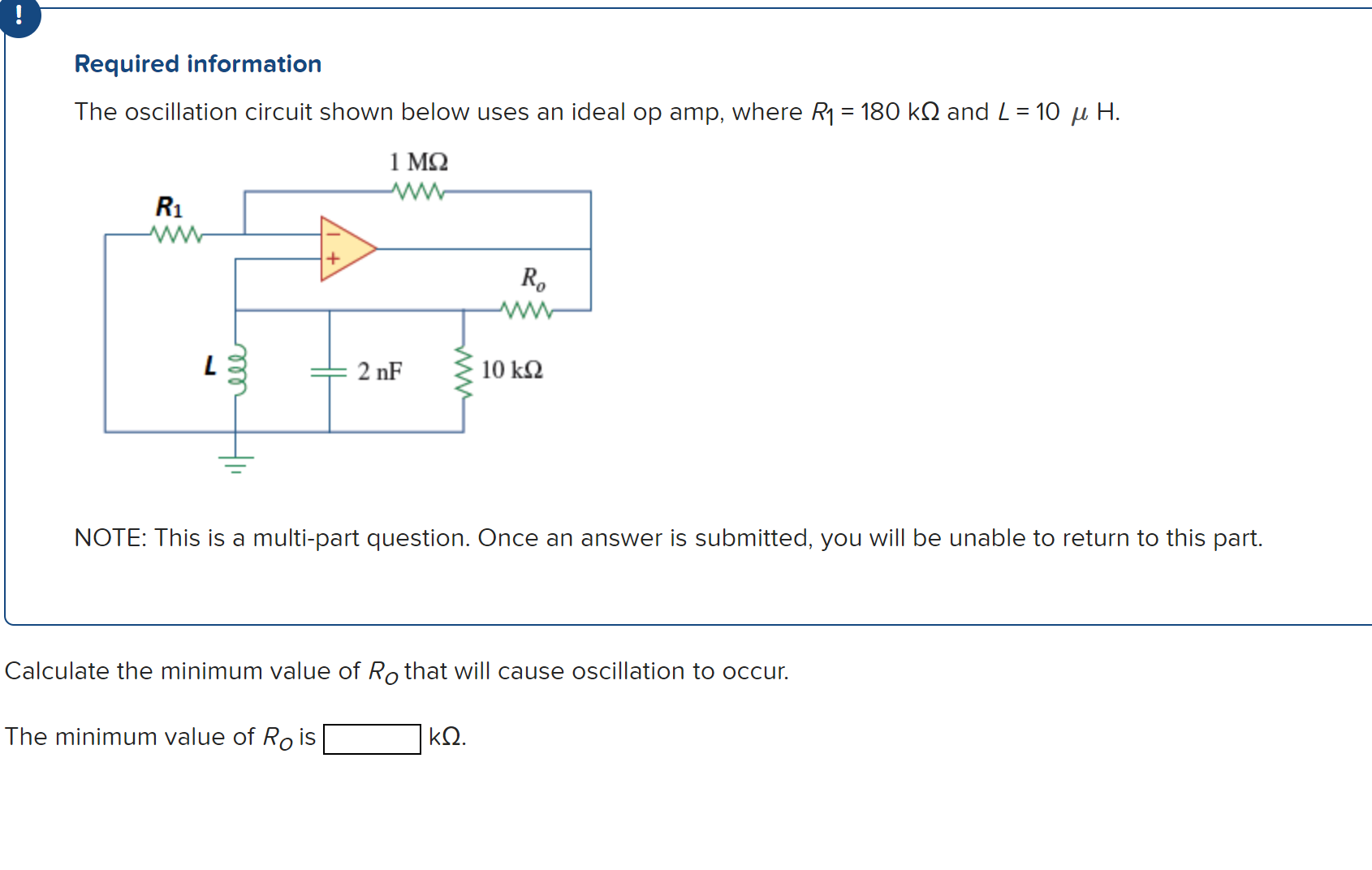 Solved Required Information The Oscillation Circuit Shown | Chegg.com