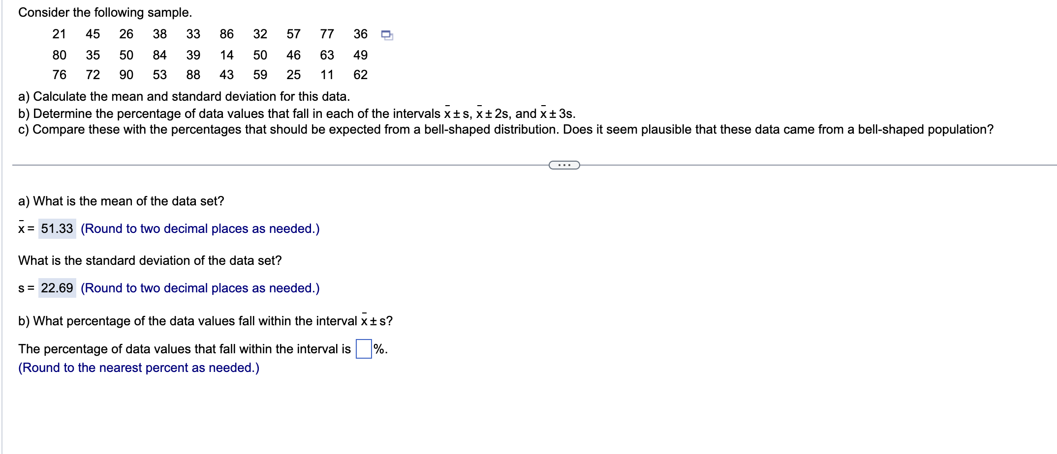 Solved Consider the following sample.a) ﻿Calculate the mean | Chegg.com
