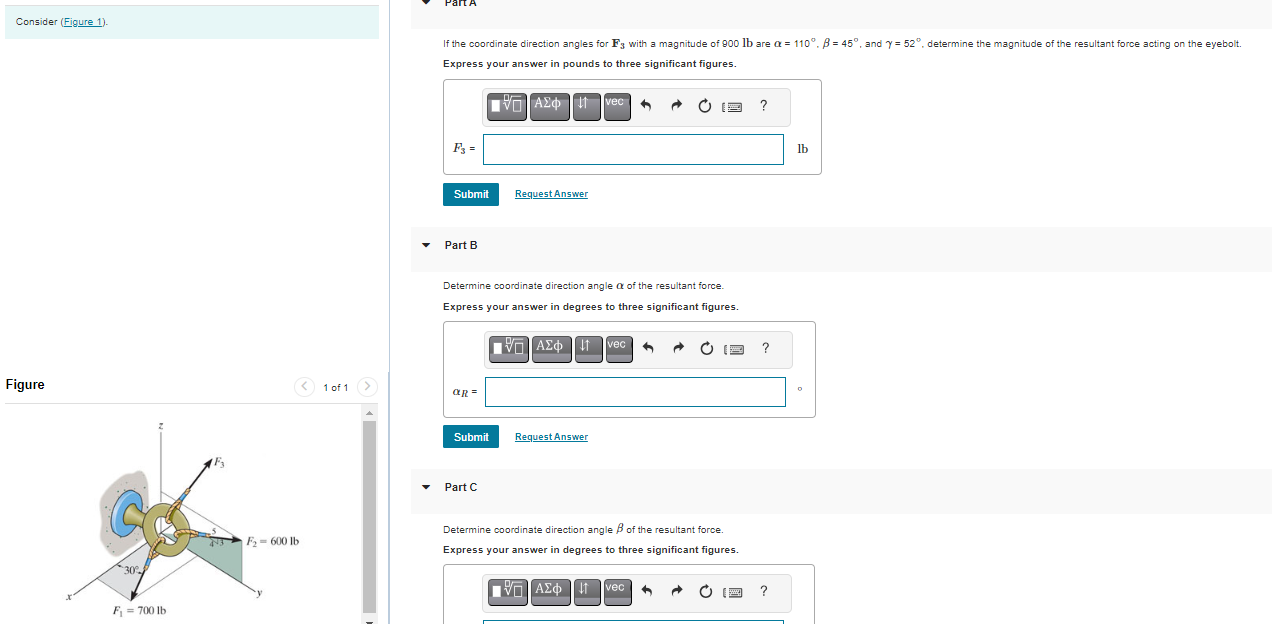 Solved If the coordinate direction angles for F3 with a | Chegg.com