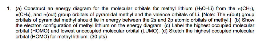 Solved 1. (a) Construct An Energy Diagram For The Molecular | Chegg.com