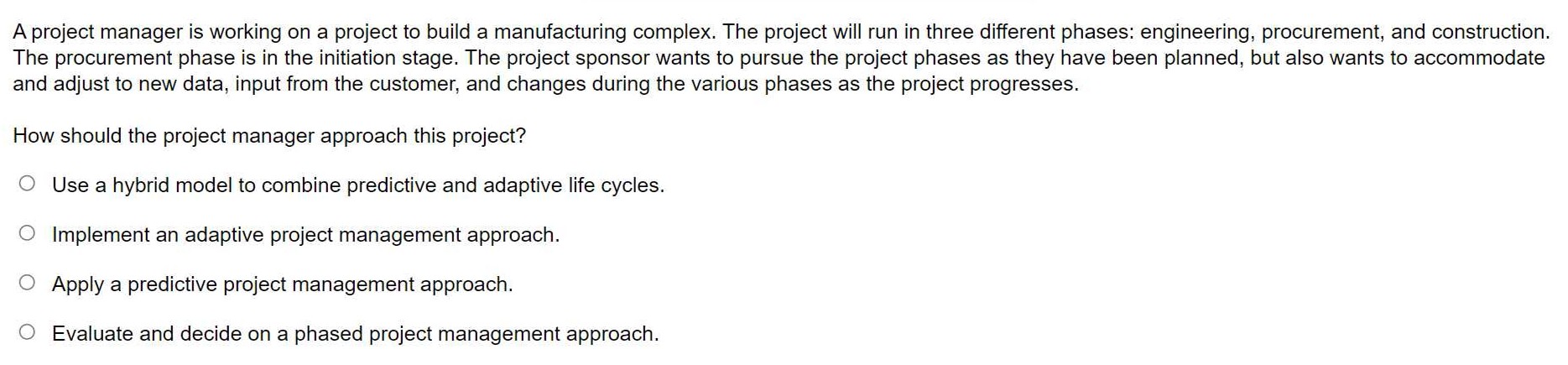 Solved A project manager is working on a project to build a | Chegg.com