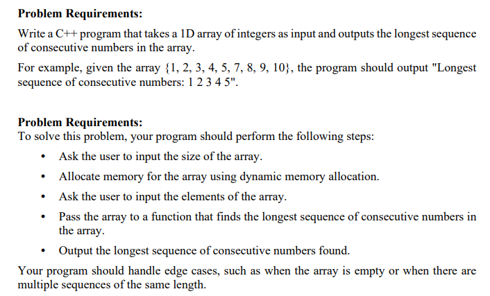 Solved Problem Requirements: Write a C++ program that takes | Chegg.com