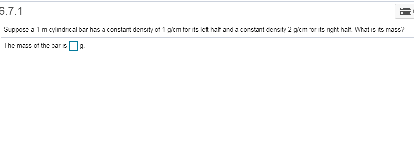 Solved Suppose a 1-m cylindrical bar has a constant density | Chegg.com