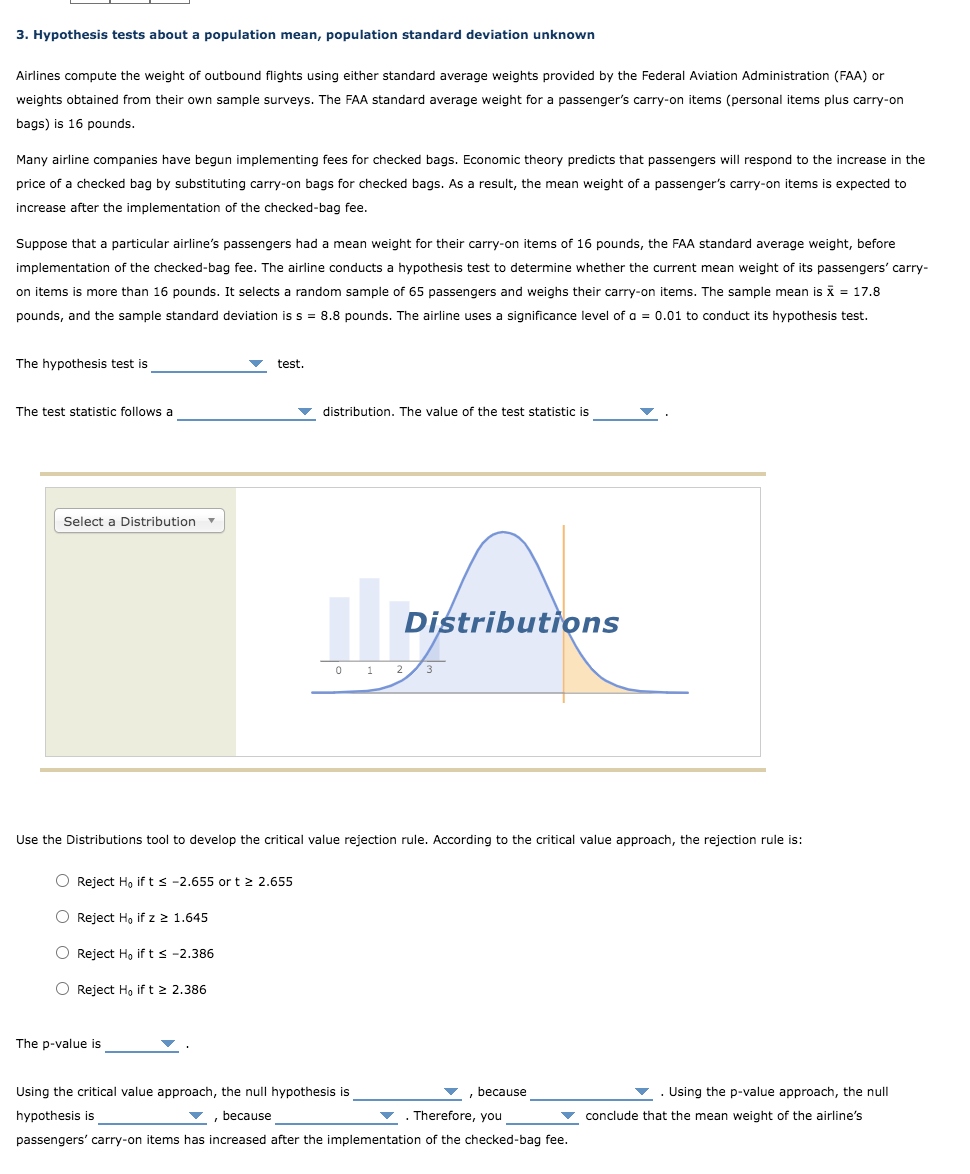 hypothesis tests of a population mean