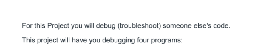 Solved For this Project you will debug (troubleshoot) | Chegg.com