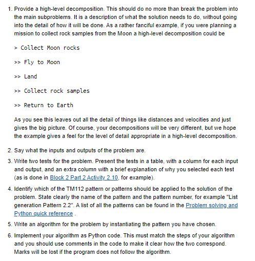Solved 1. Provide a high-level decomposition. This should do | Chegg.com
