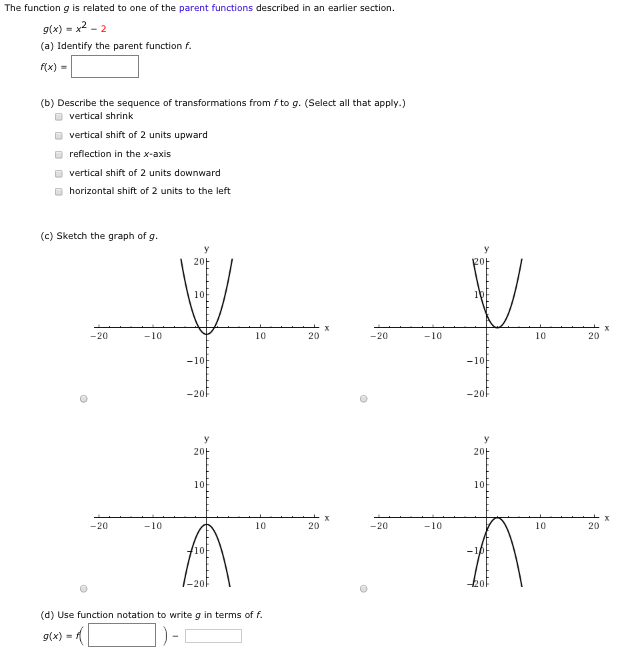 Solved The function g is related to one of the parent | Chegg.com