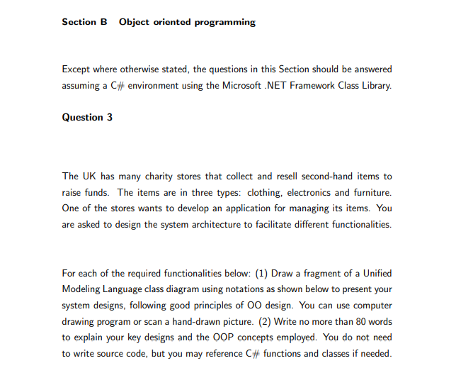 Solved Section B Object Oriented Programming Except Where | Chegg.com