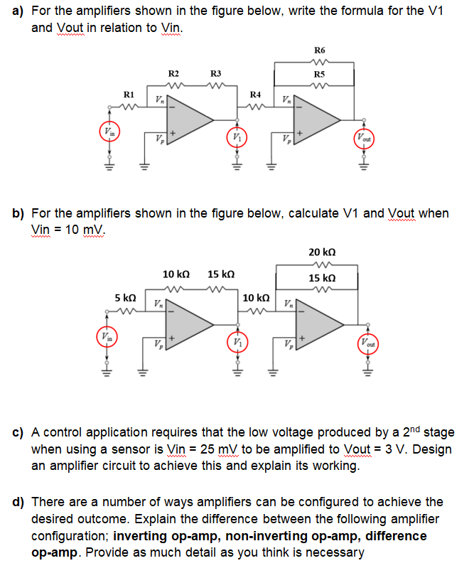 Solved A) For The Amplifiers Shown In The Figure Below, | Chegg.com