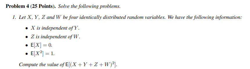 Solved Problem 4 (25 Points). Solve the following problems. | Chegg.com