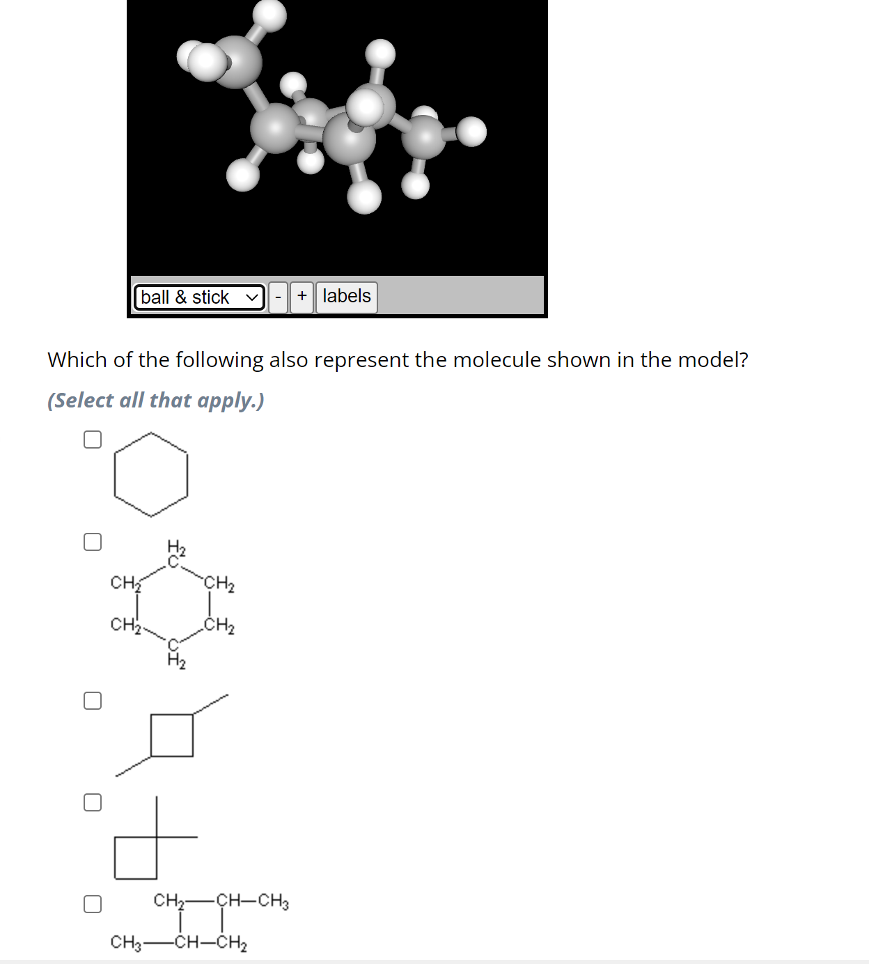 Solved Which of the following also represent the molecule | Chegg.com