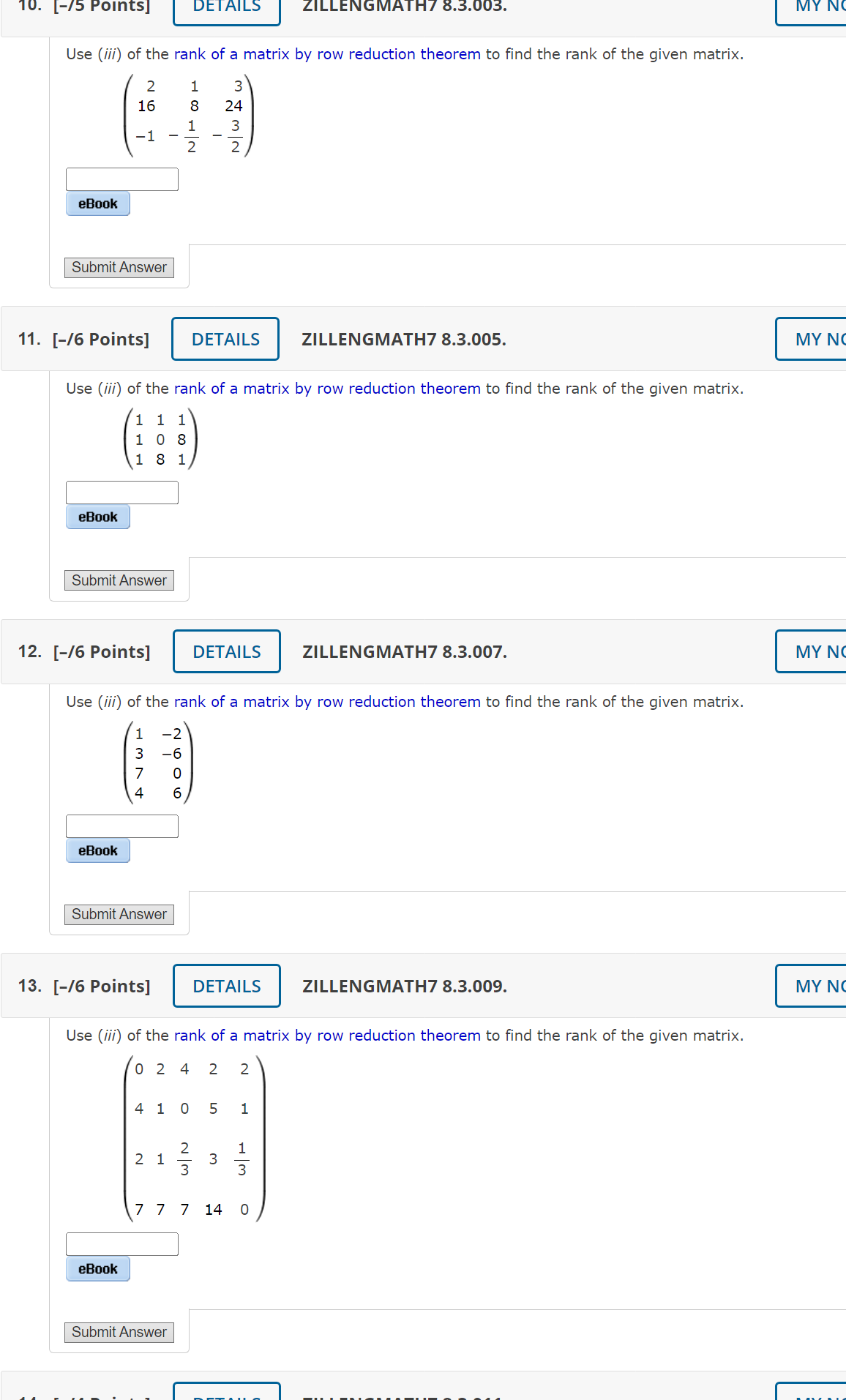 Solved Use (iii) Of The Rank Of A Matrix By Row Reduction | Chegg.com