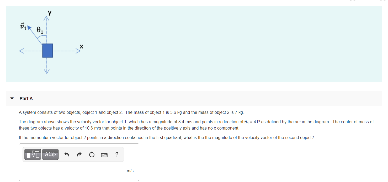 Solved ū1 02 х Part A A system consists of two objects, | Chegg.com