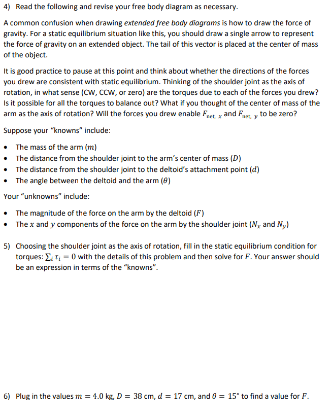 4 Read The Following And Revise Your Free Body Di Chegg Com