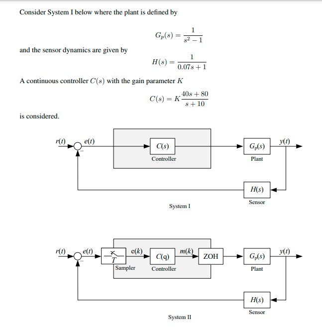 Consider System I below where the plant is defined by | Chegg.com