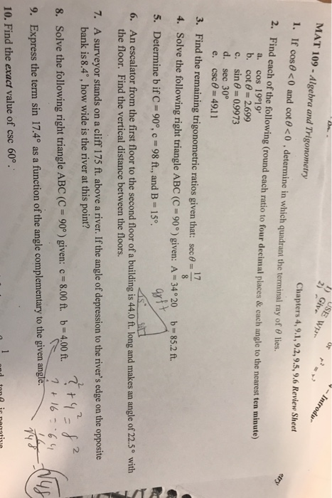 Trigonometry Archive | November 01, 2017 | Chegg.com
