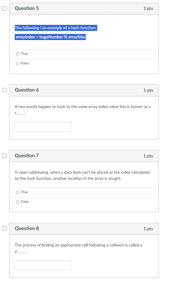 Solved Question 5 1 pts The following i an example of a hash | Chegg.com