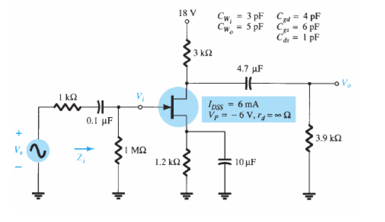 Solved 7. For the FET amplifier shown, given gm =1.18 mS c) | Chegg.com