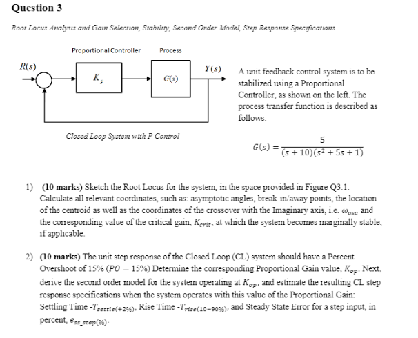 Solved Question 3 Root Locus Anabysts and Gain Selection, | Chegg.com