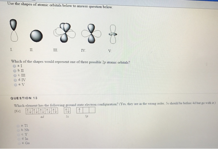 Solved Use the shapes of atomic orbitals below to answer | Chegg.com