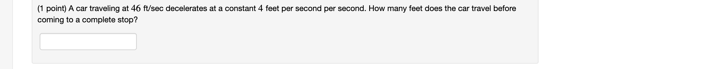 solved-1-point-a-car-traveling-at-46-ft-sec-decelerates-at-chegg