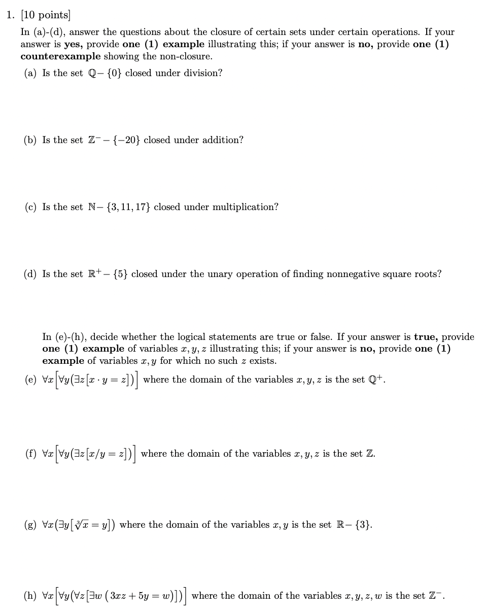 Solved 1. (10 points) In (a)-(d), answer the questions about | Chegg.com