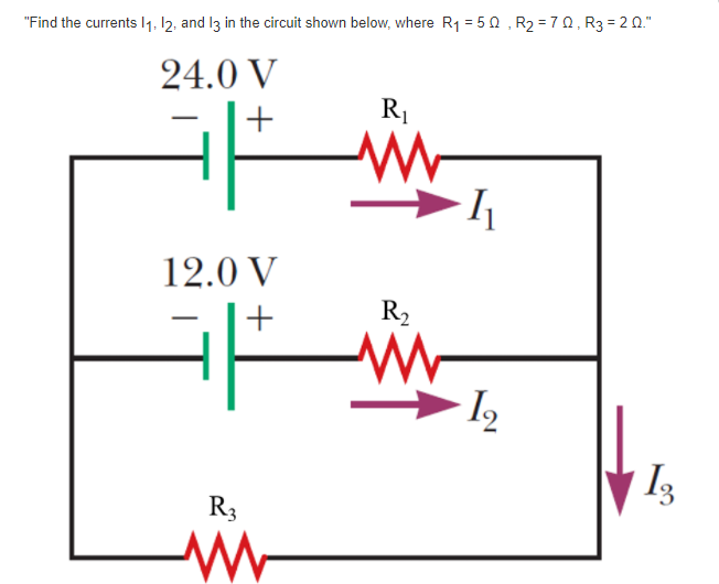 Solved Find the currents I1, I2, and I3 in the circuit shown | Chegg.com