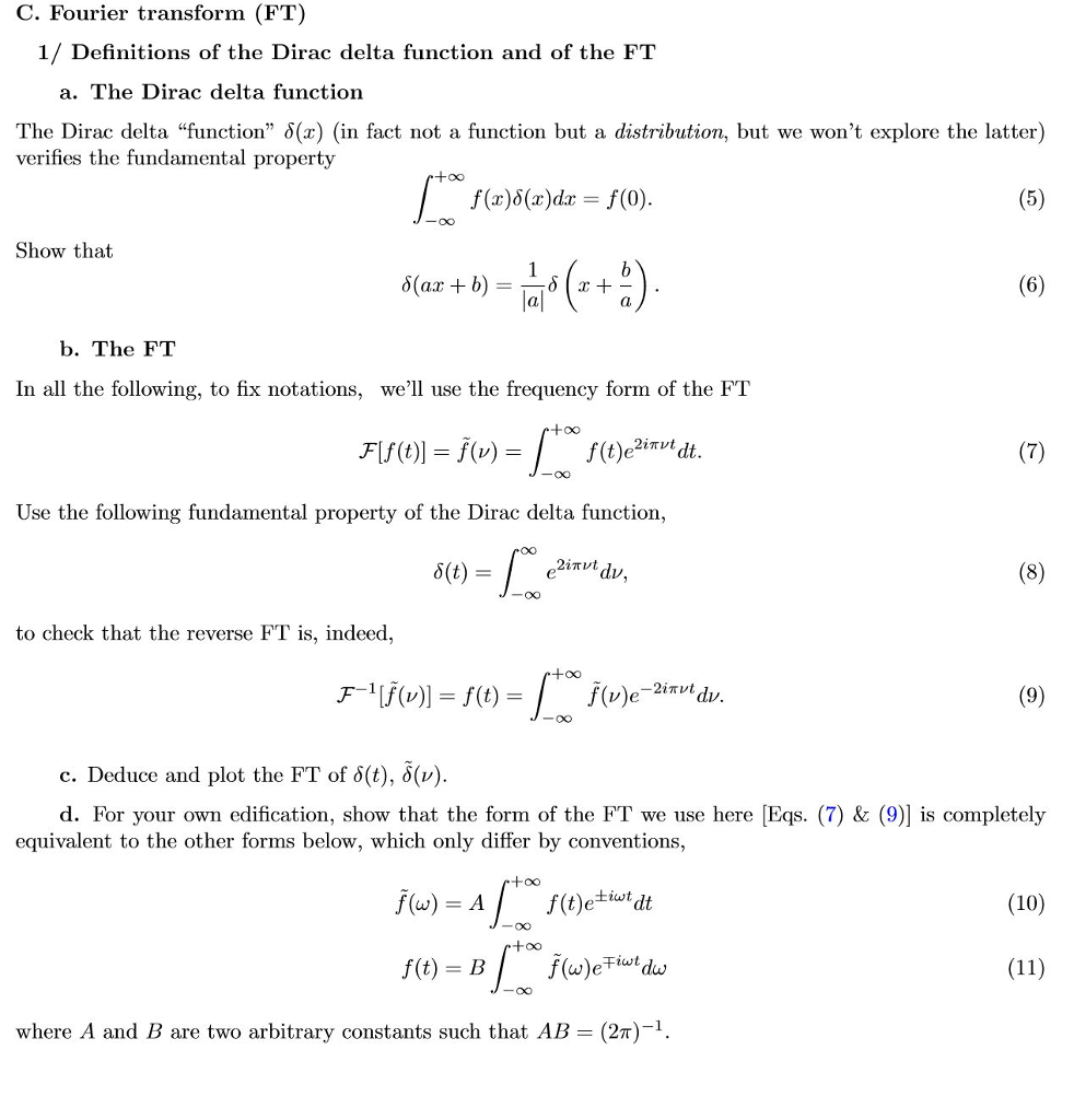 Delta Function Fourier Transform