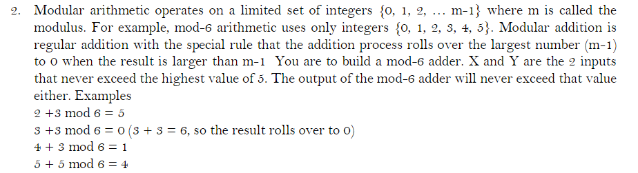 Solved 2. Modular arithmetic operates on a limited set of | Chegg.com