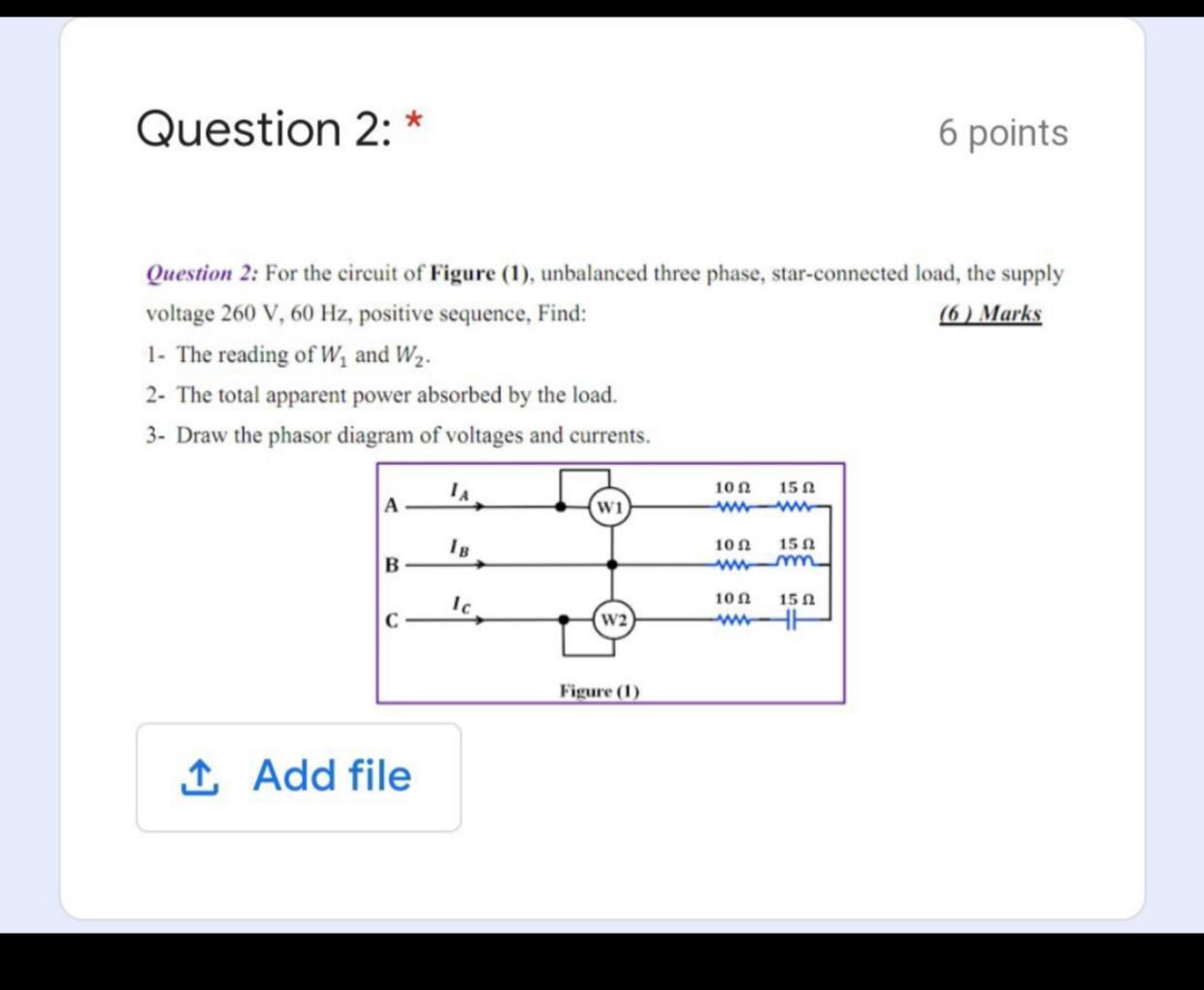 Solved Question 2: * 2 6 points Question 2: For the circuit | Chegg.com