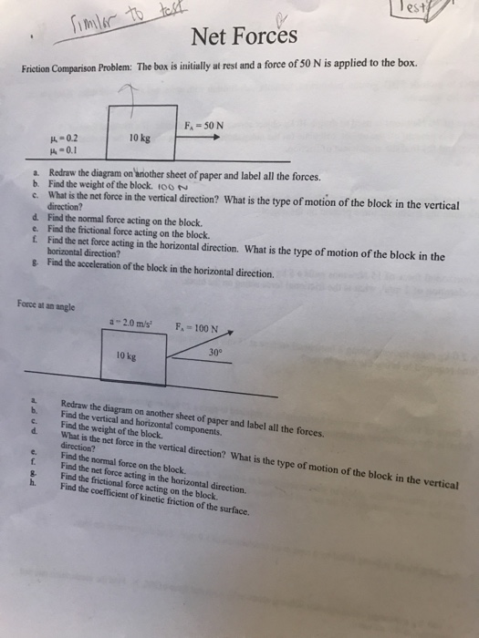 Solved to Net Forces Friction Comparison Problem: The box is | Chegg.com