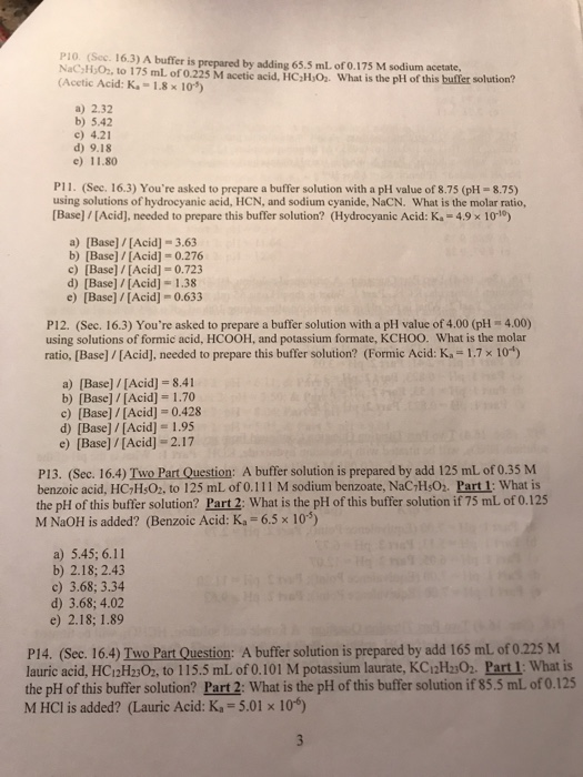 Solved P1O. (Sec. 16.3) A buffer is prepared by adding 65.5 | Chegg.com