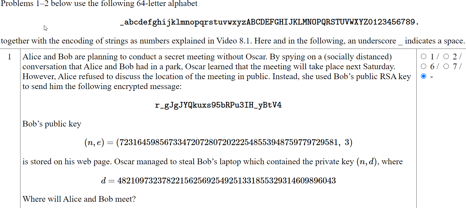 Solved RSA Cryptography Message: | Chegg.com