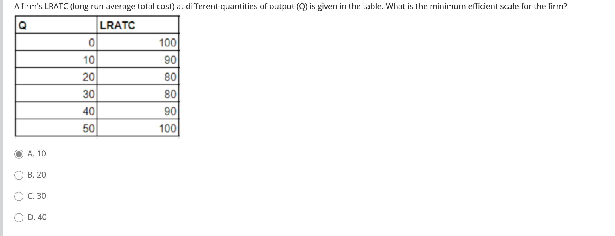 Solved A. 10 B. 20 C. 30 D. 40 | Chegg.com