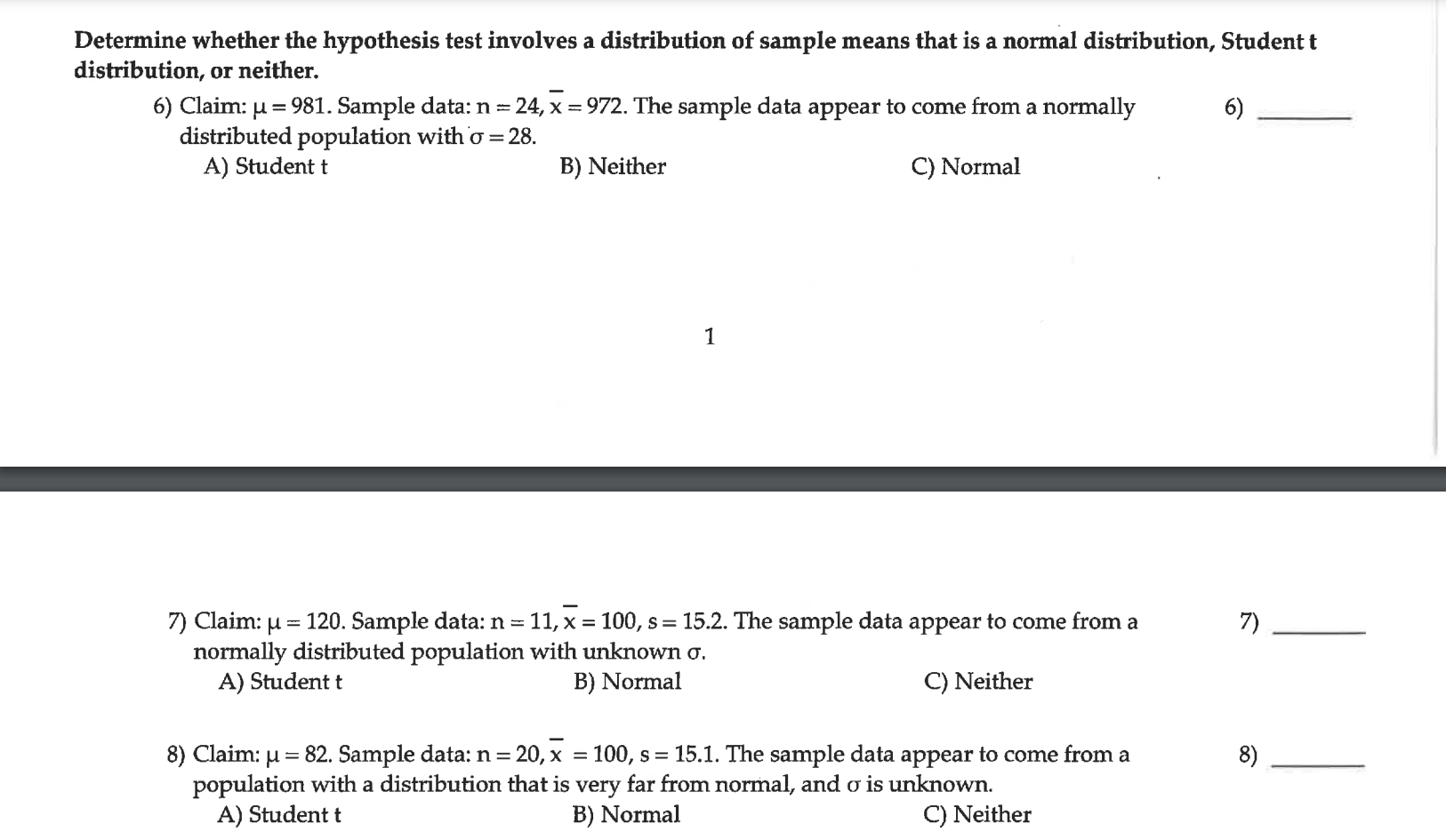 Solved 1) 1) A Type I Error occurs: when Ho is true, but you | Chegg.com