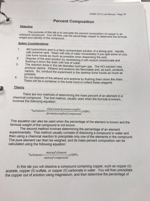 CHEM 1211L Lab ManualPage 7 Percent Composition The