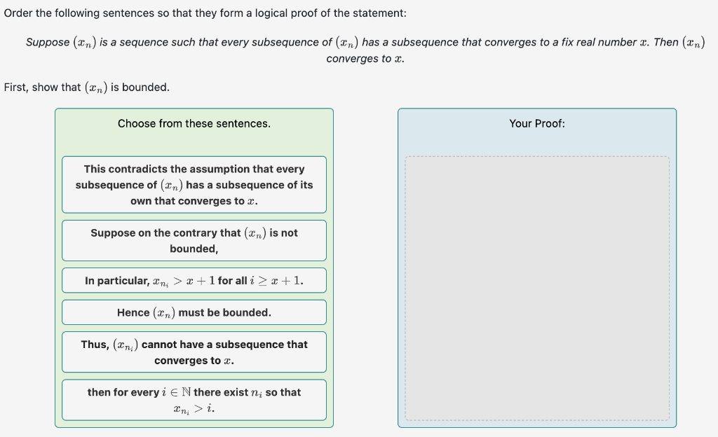 Solved Order the following sentences so that they form a | Chegg.com