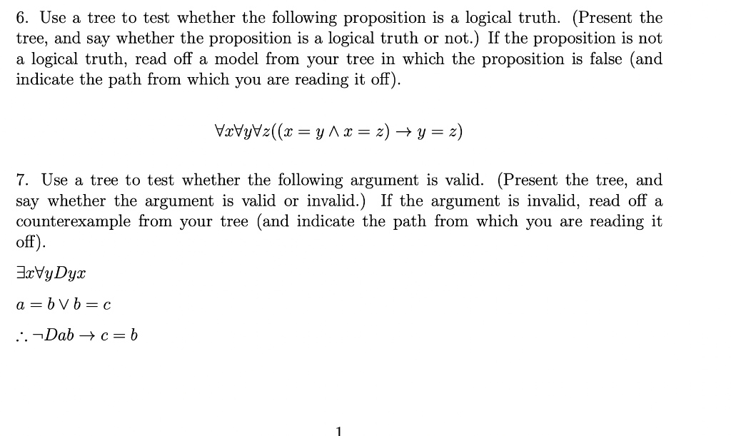 6. Use a tree to test whether the following | Chegg.com