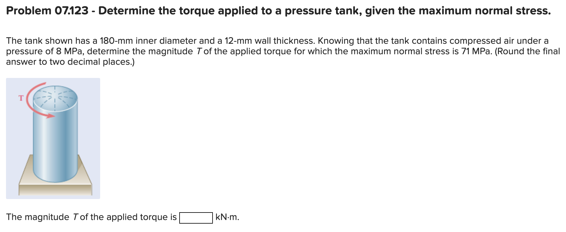 Solved Problem 07.123 - Determine the torque applied to a | Chegg.com
