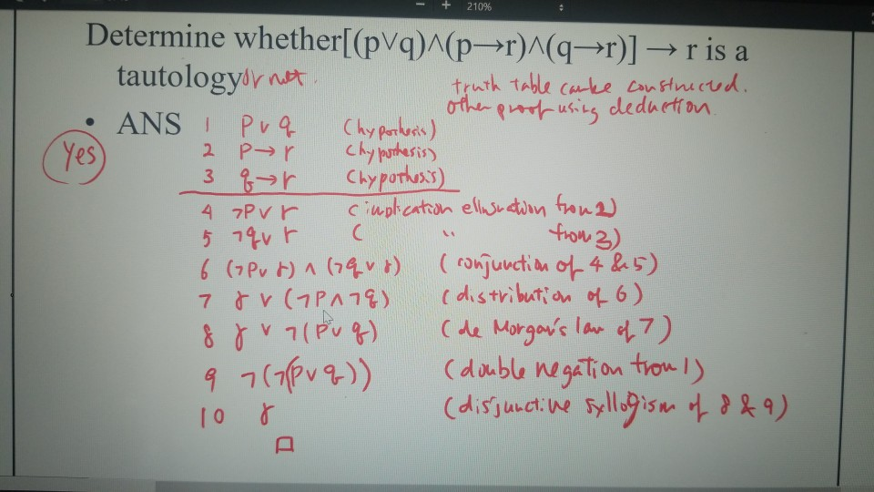 Solved - + 210% Determine whether[(pVq)^(p->r)^( qr)] →r is | Chegg.com