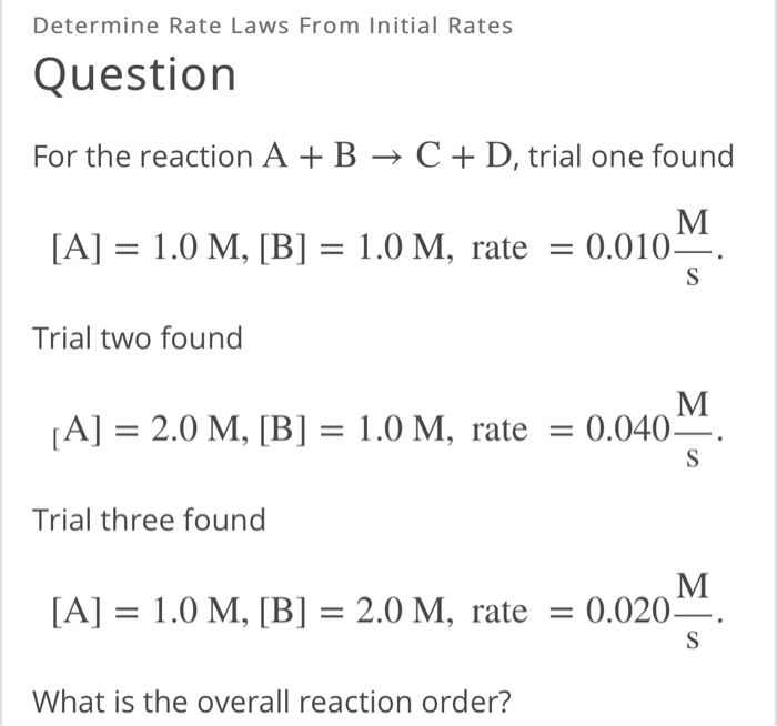 Solved Determine Rate Laws From Initial Rates Question For | Chegg.com