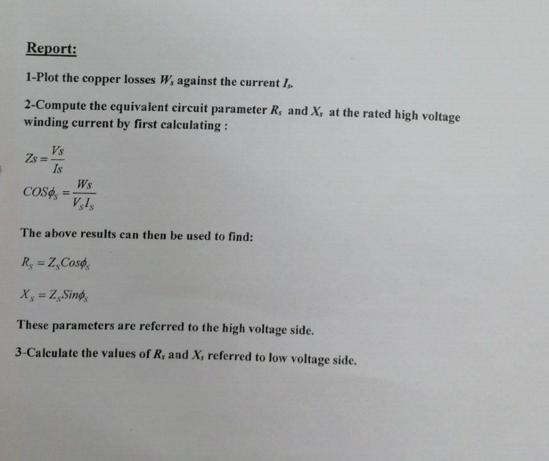 Solved Report: 1-Plot the copper losses Ws against the | Chegg.com