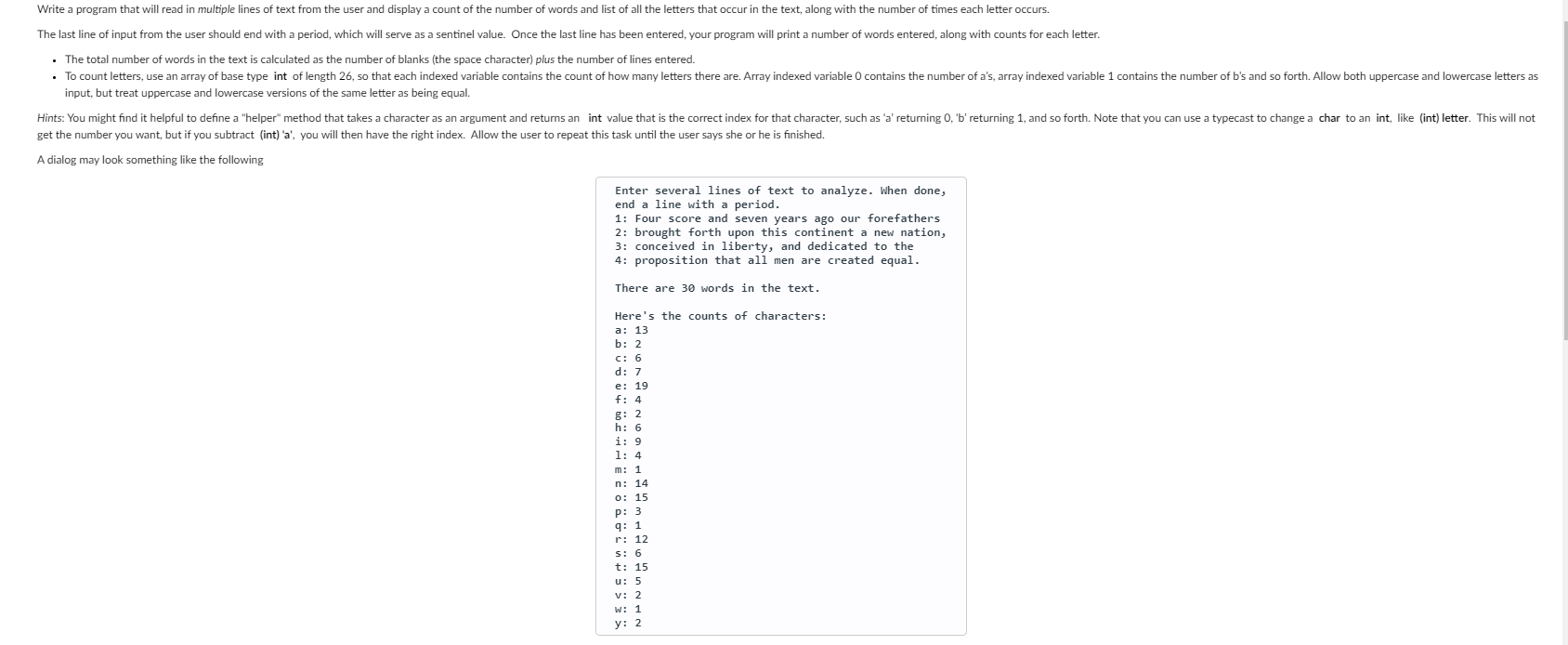 Solved Write a program that will read in multiple lines of | Chegg.com